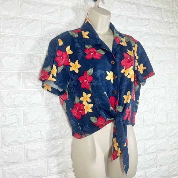 CARIBBEAN JOE Tropical Hawaiian Print Shirt Short Sleeve Women’s Large - Picture 4 of 5